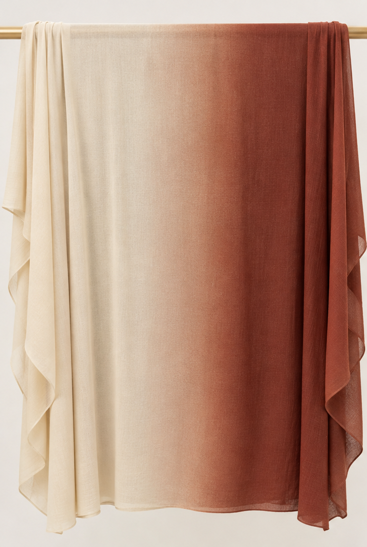 Sunset Terracotta Ombré Cotton /Jersey Hijab 🤎