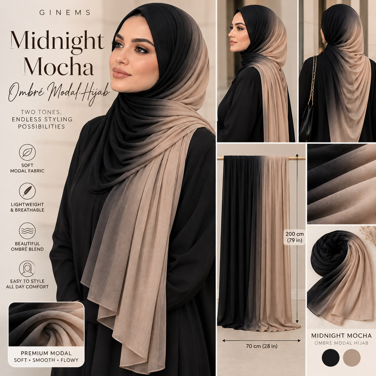 Ginems SoftBlend Ombré Cotton Jersey Hijab