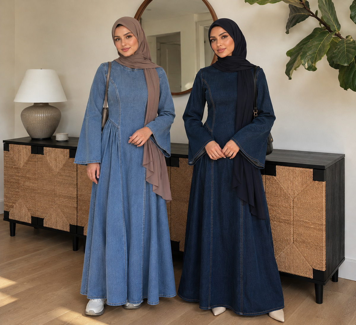 Joleen Lace-Up Denim Maxi Dress