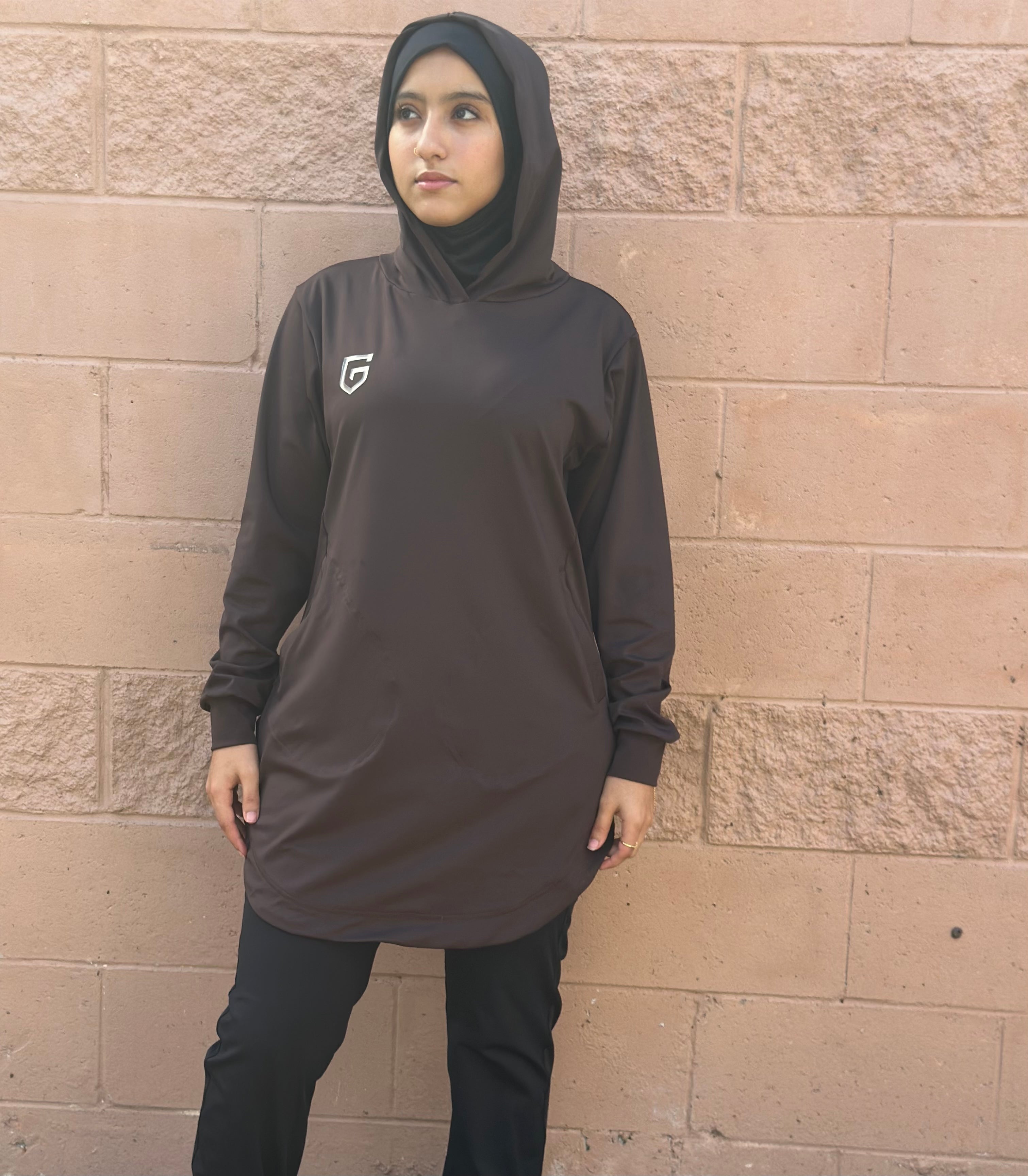 Straight flow Hoodie Brown