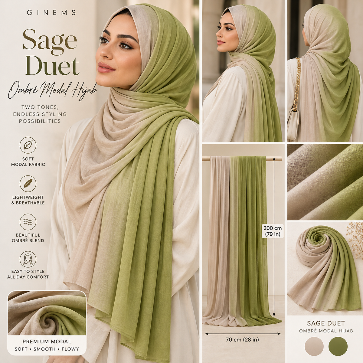 Ginems SoftBlend Ombré Cotton Jersey Hijab