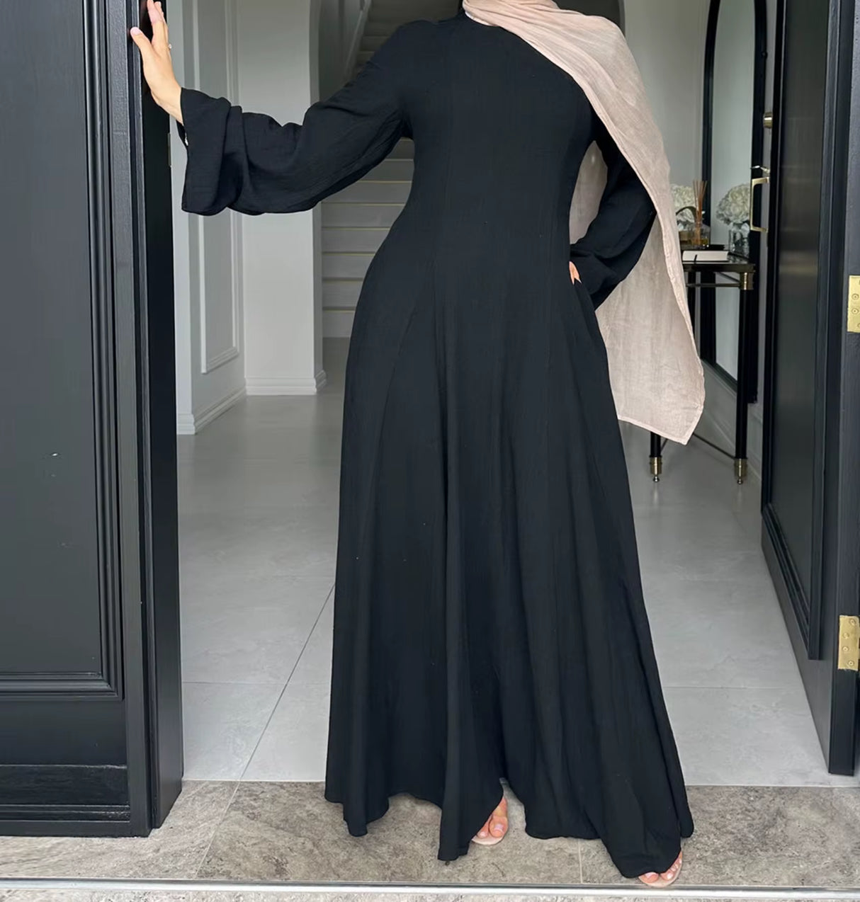 Tie back maxi dress black