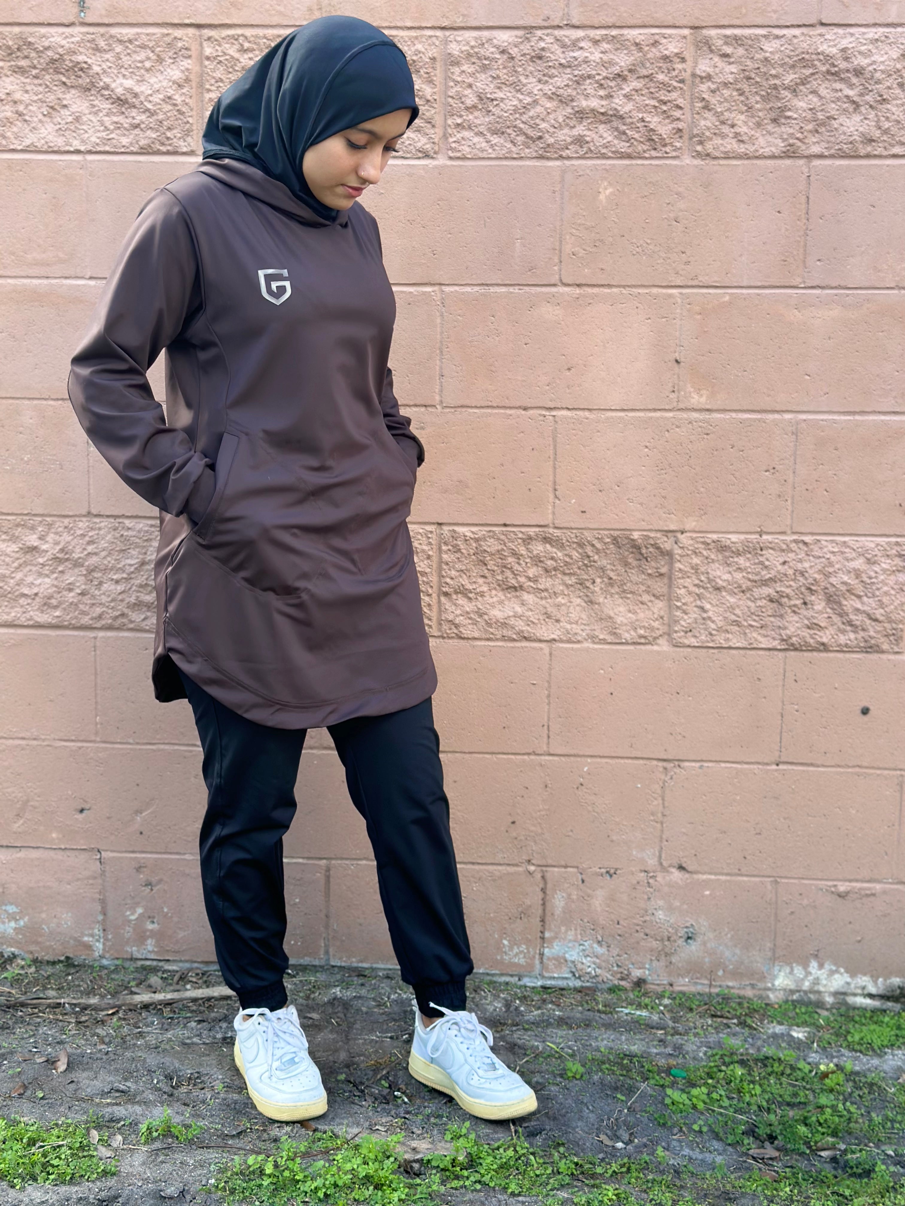 Straight flow Hoodie Brown