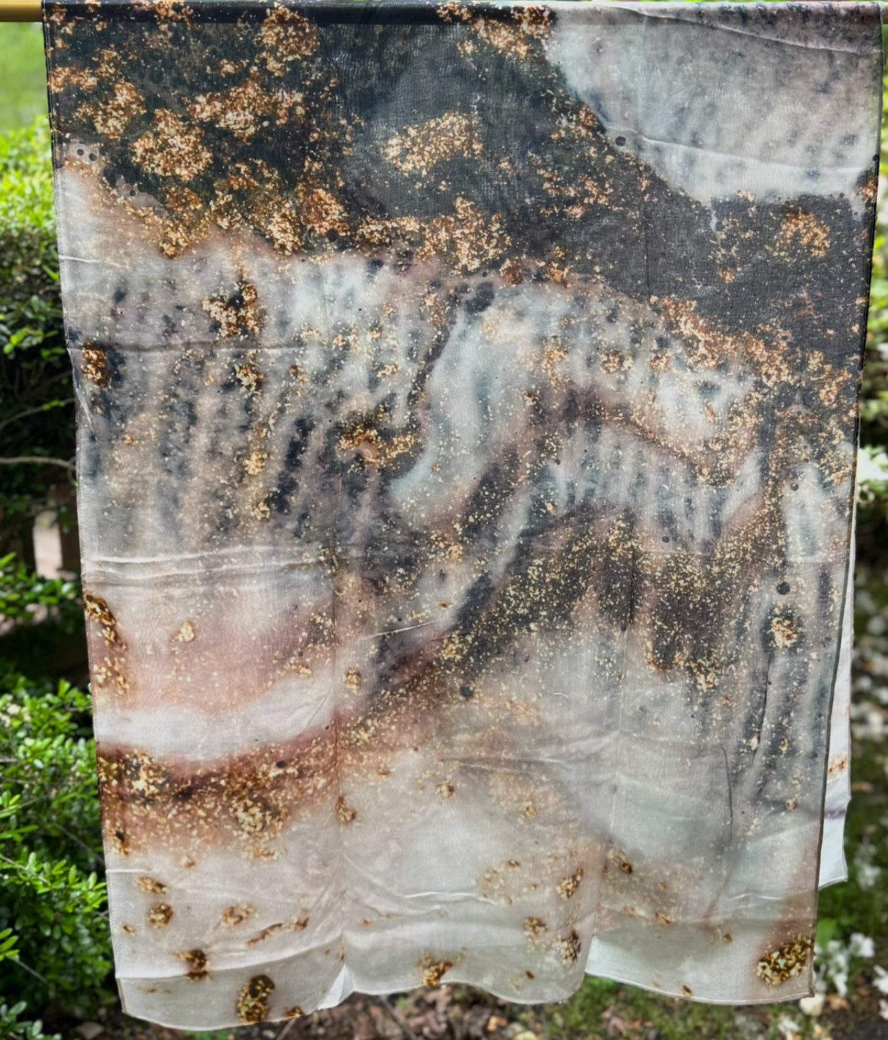 Gold splattered model hijab