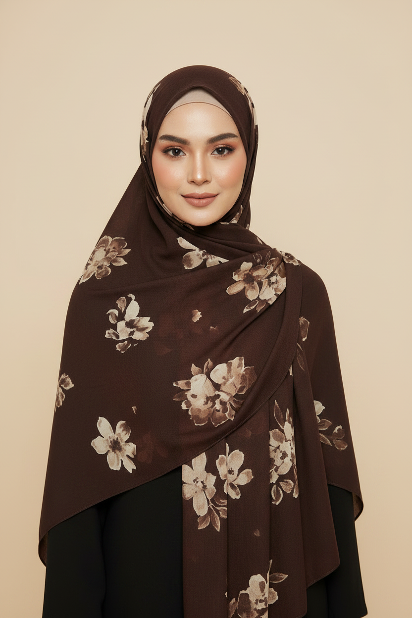 Espresso Blossom Modal Hijab – view 4