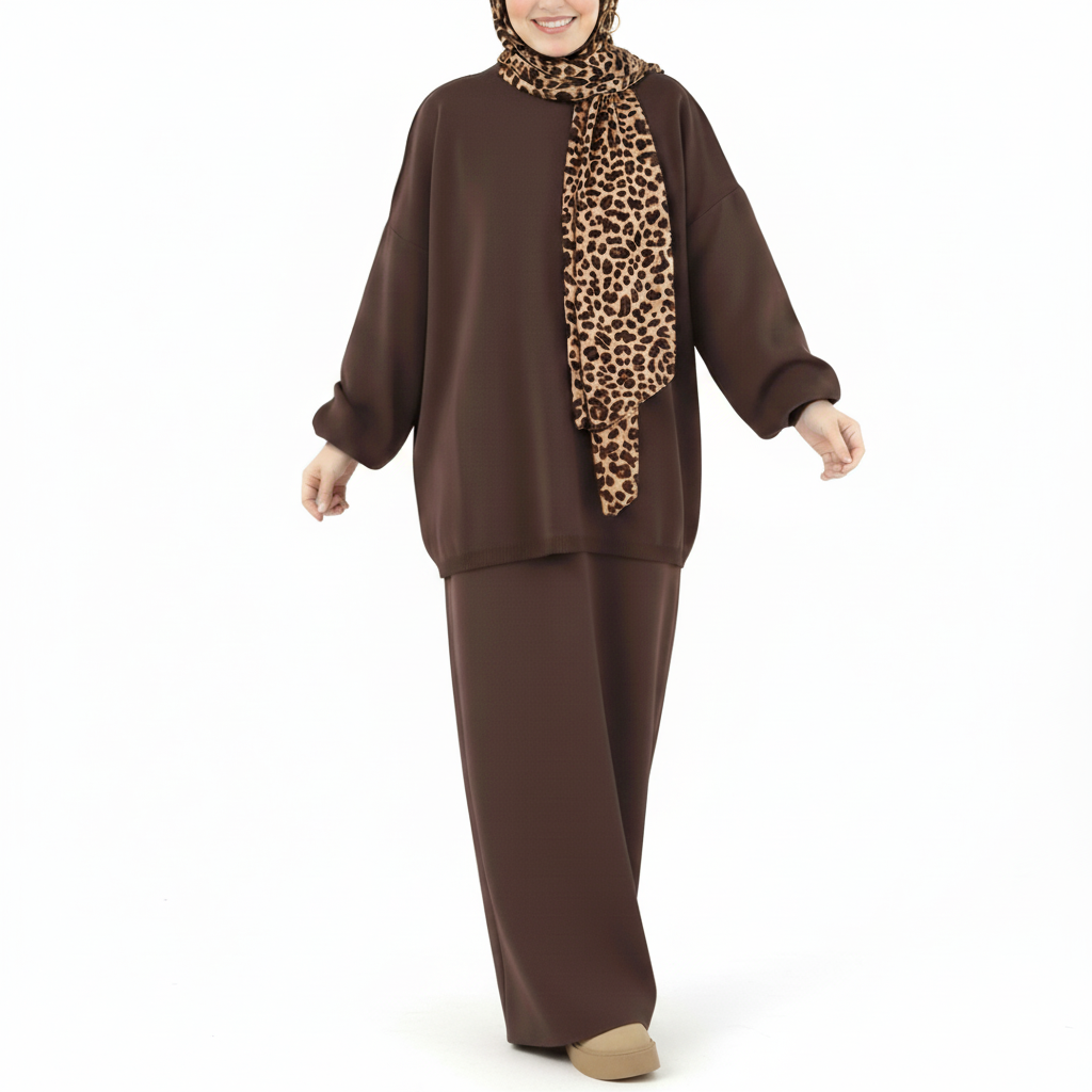 Knitted skirt set - Brown