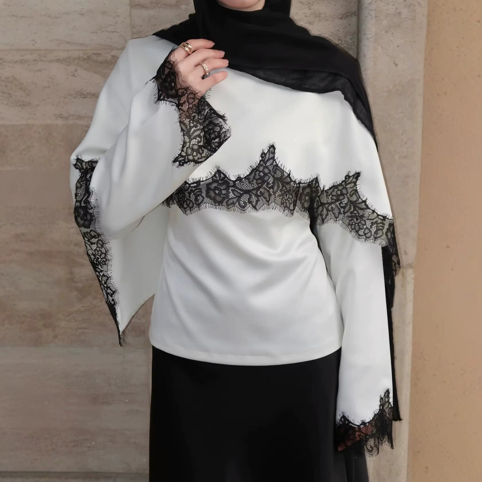 Satin Lace Cape Top