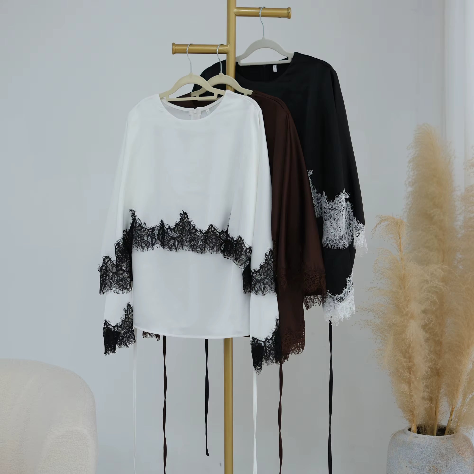 Satin Lace Cape Top