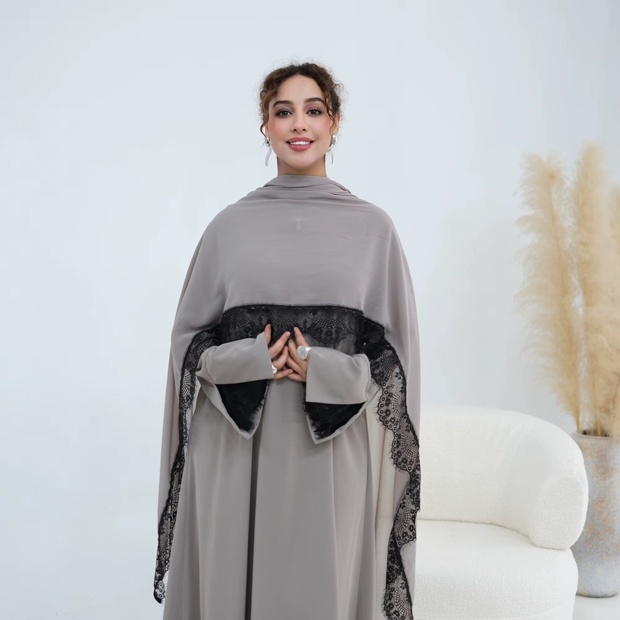 Lace Abaya & Hijab Set – view 8