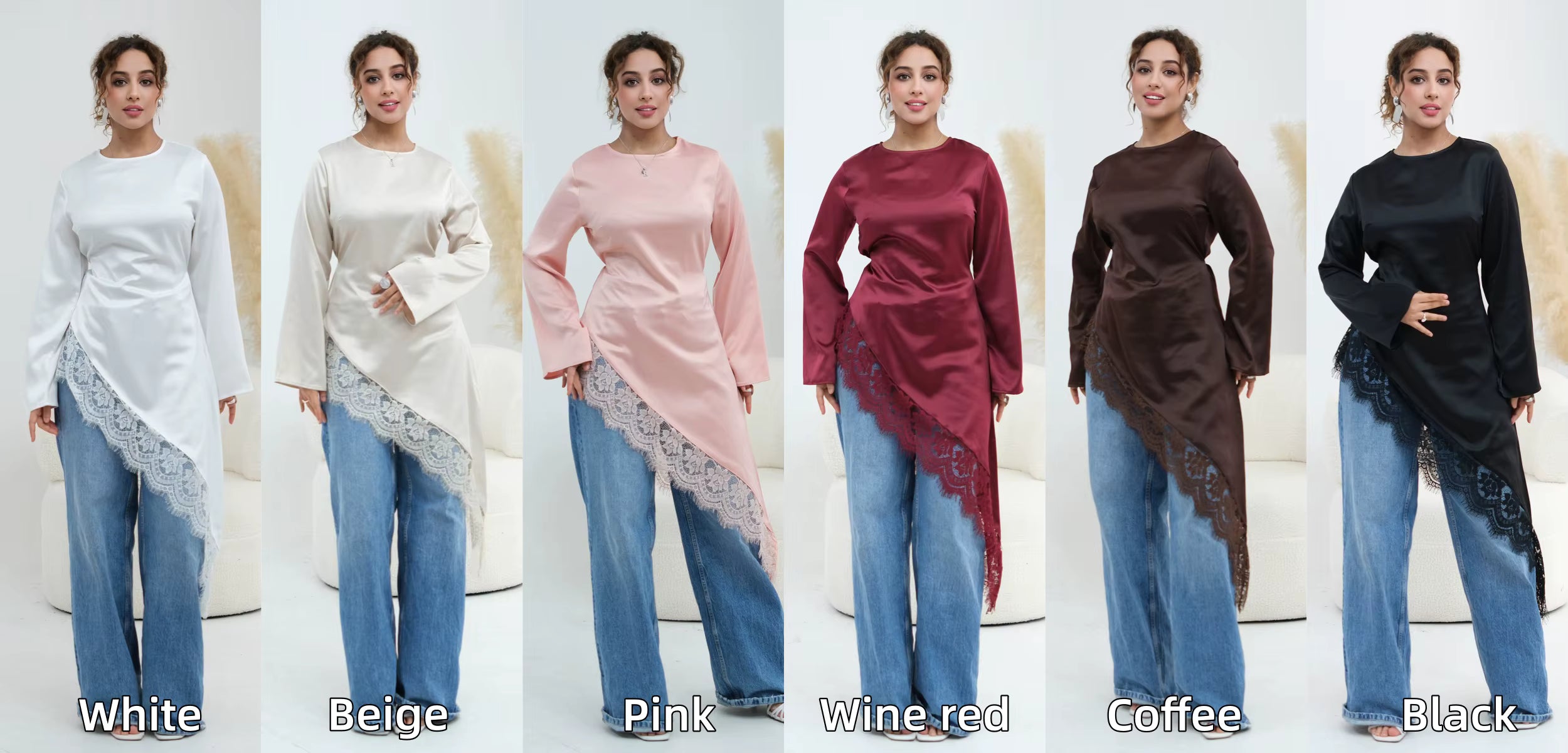 Asymmetric Satin Long Top – view 10