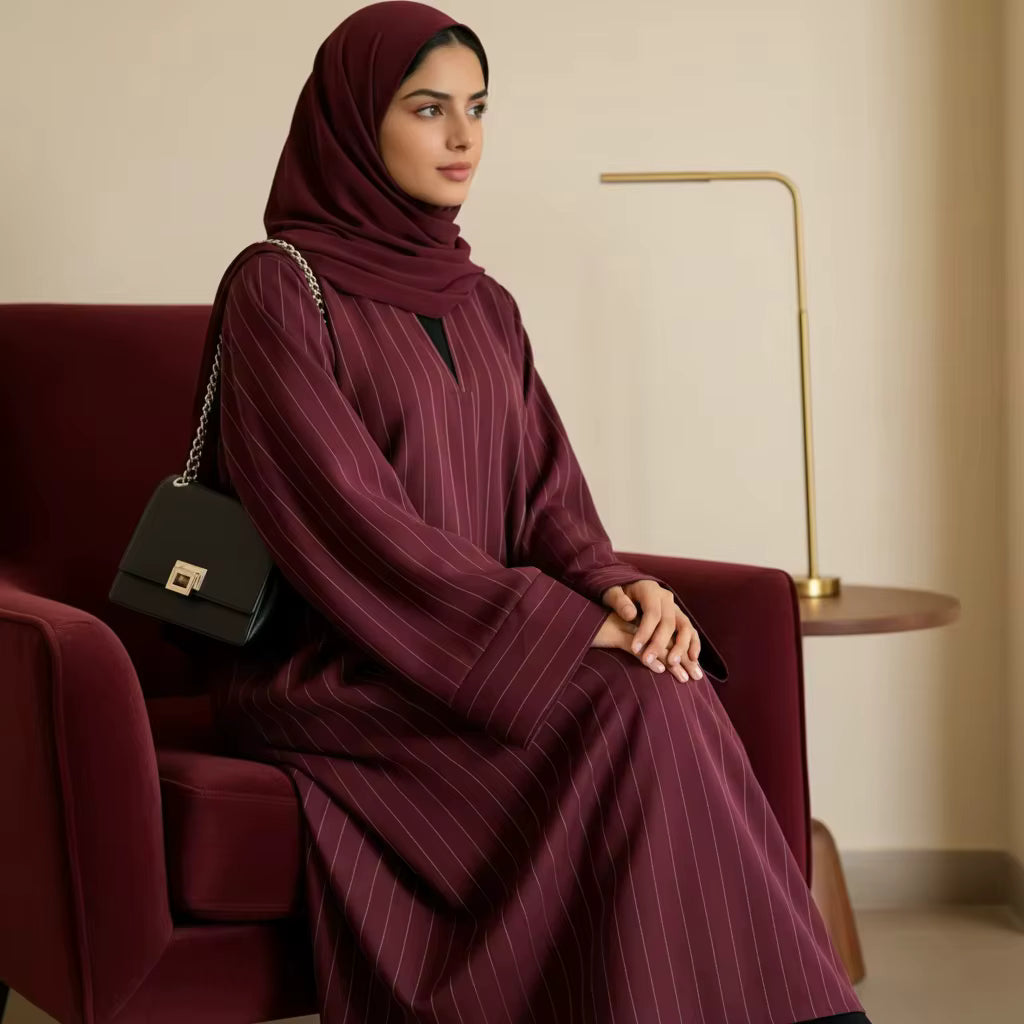 Pinstripe Closed Abaya