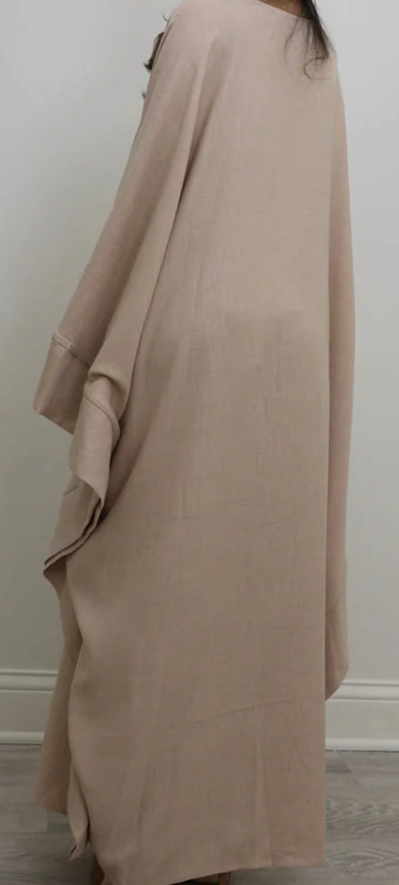 QAMAR BUTTERFLY ABAYA BEIGE