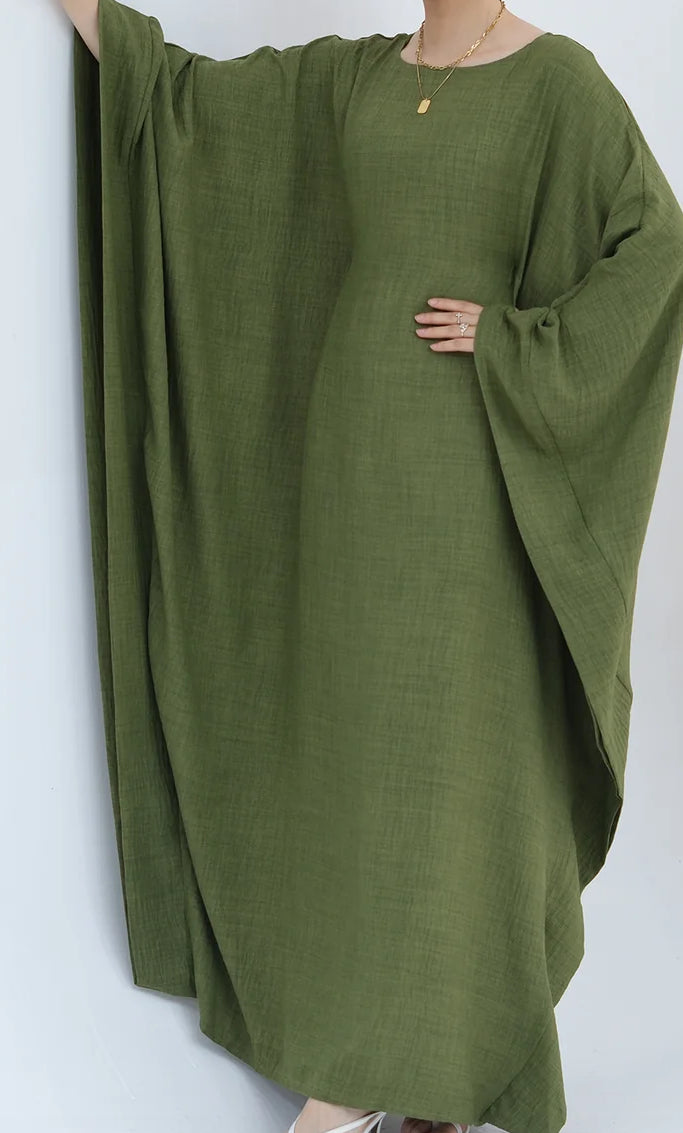 QAMAR BUTTERFLY ABAYA GREEN