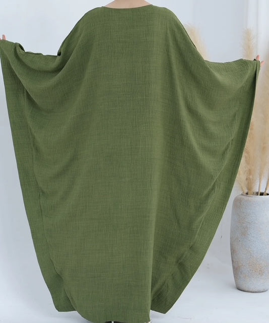 QAMAR BUTTERFLY ABAYA GREEN