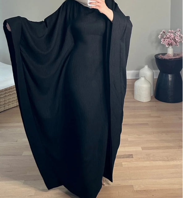 QAMAR BUTTERFLY ABAYA BLACK