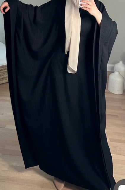 QAMAR BUTTERFLY ABAYA BLACK