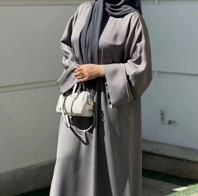 FATIMA LINED ABAYA GRAY