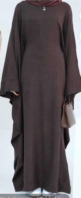 QAMAR BUTTERFLY ABAYA BROWN