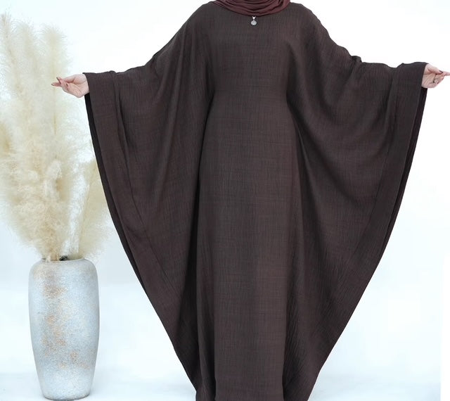 QAMAR BUTTERFLY ABAYA BROWN