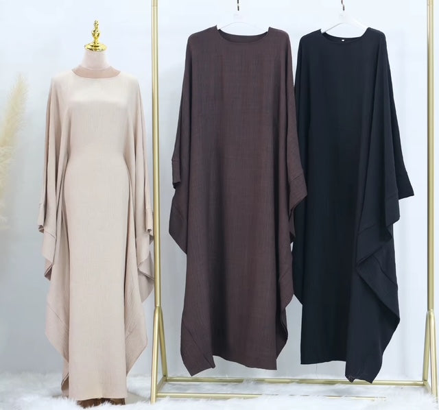 QAMAR BUTTERFLY ABAYA BEIGE