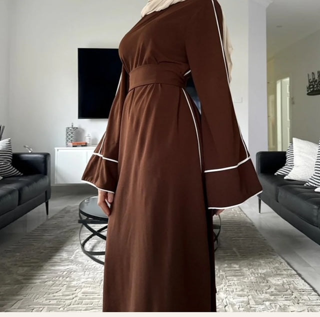 YARA LINED ABAYA BROWN