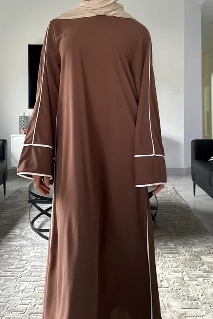 YARA LINED ABAYA BROWN