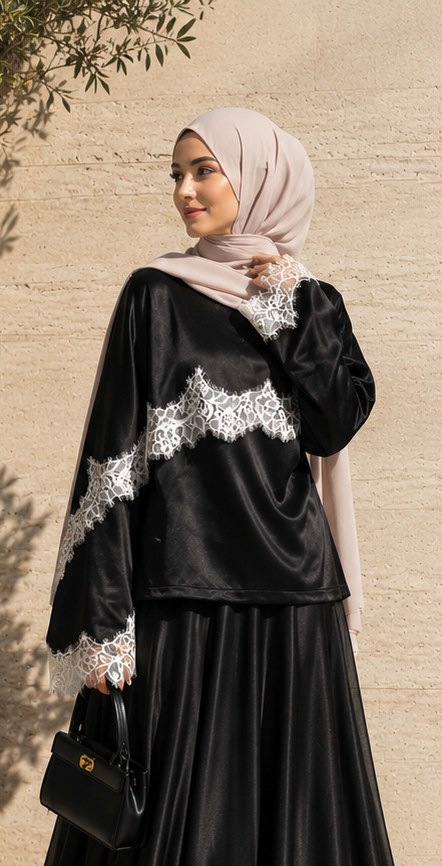 Satin Lace Cape Top – view 6