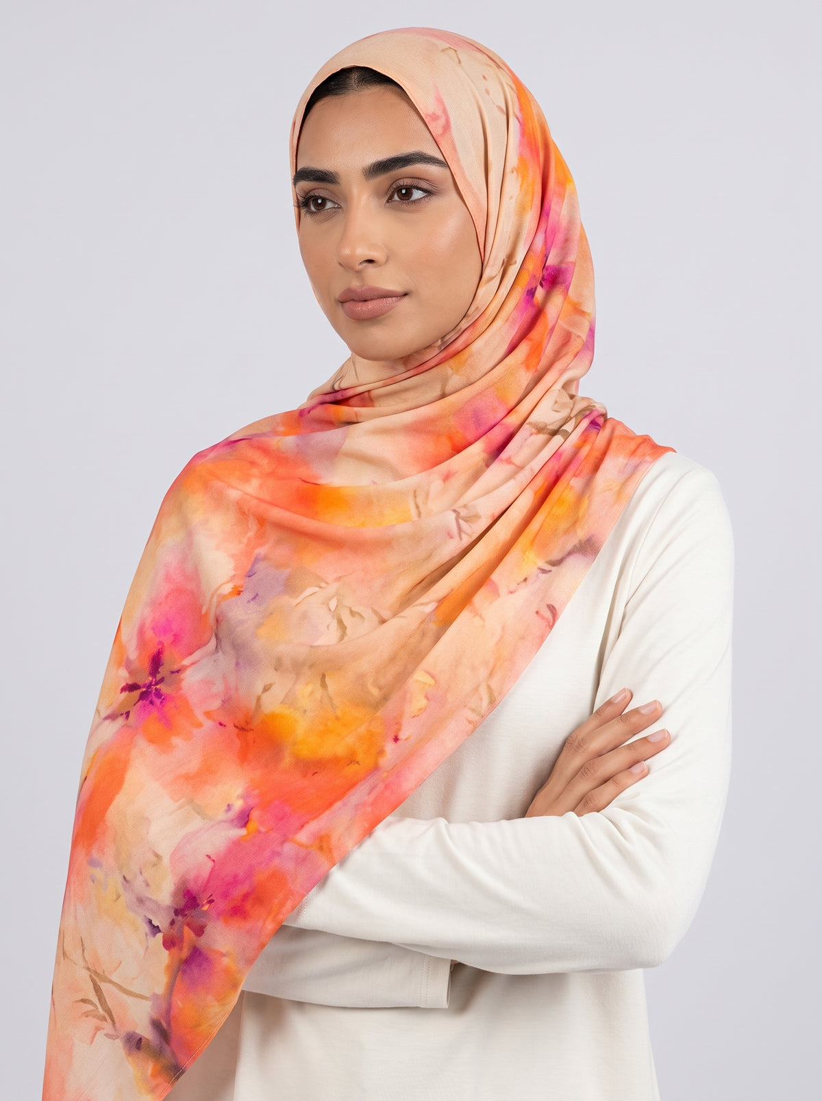 Saffron Bloom Printed Modal Hijab