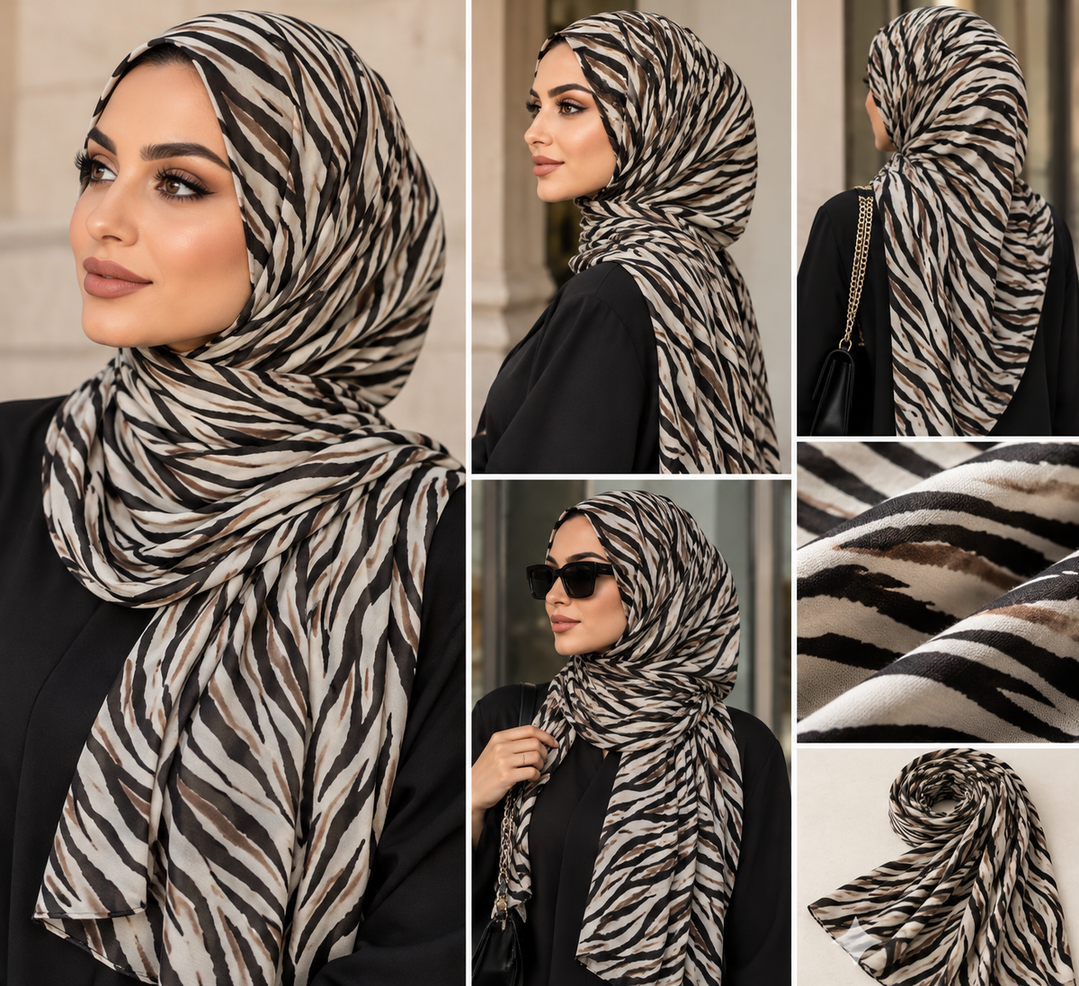 Printed Cotton jersey hijabs-wild zebra