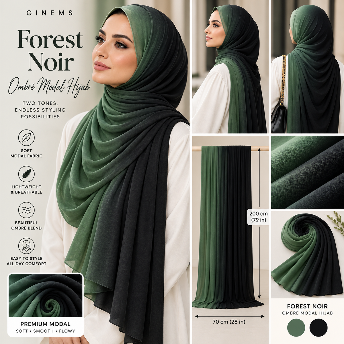 Ginems SoftBlend Ombré Cotton Jersey Hijab