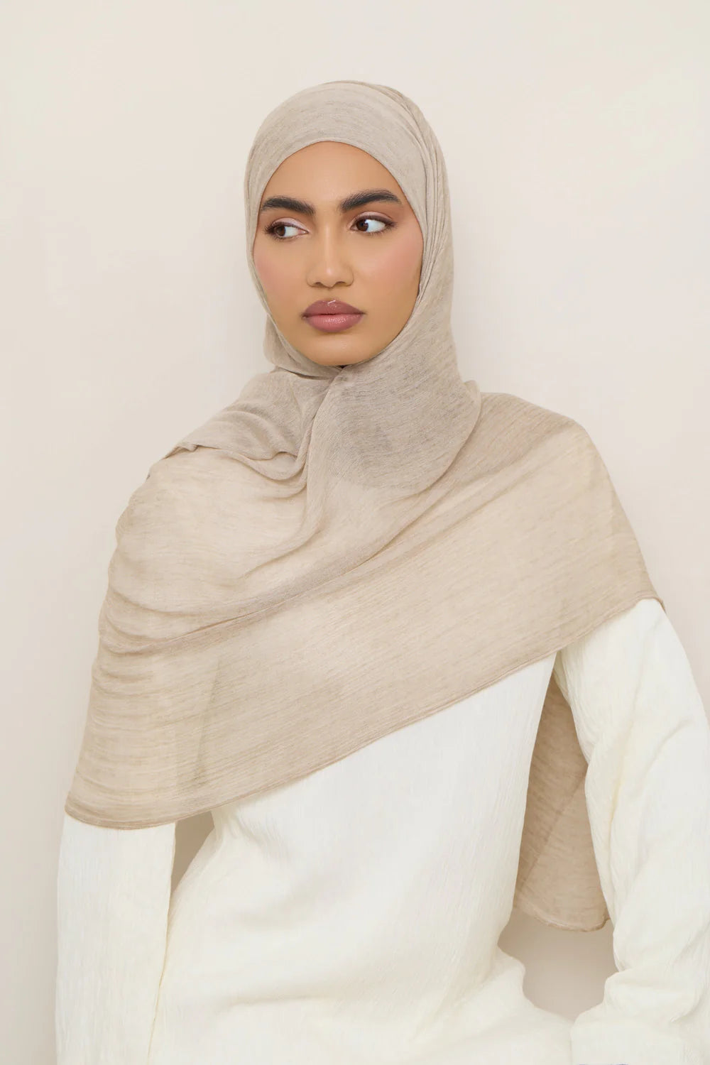 Modal Crinkle Hijab -Beige