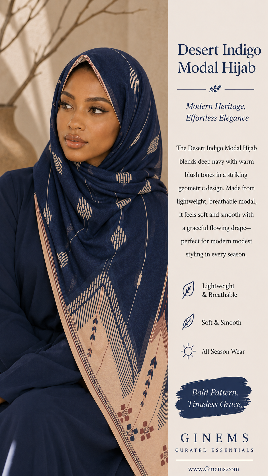 Desert Indigo Modal Hijab