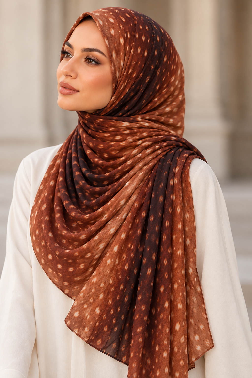 Fawn Print Cotton Jersey Hijab 🤎