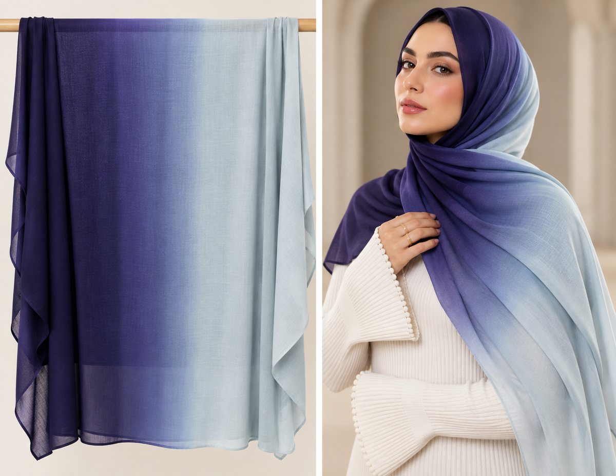 Midnight Blue Ombré Modal Hijab 💙