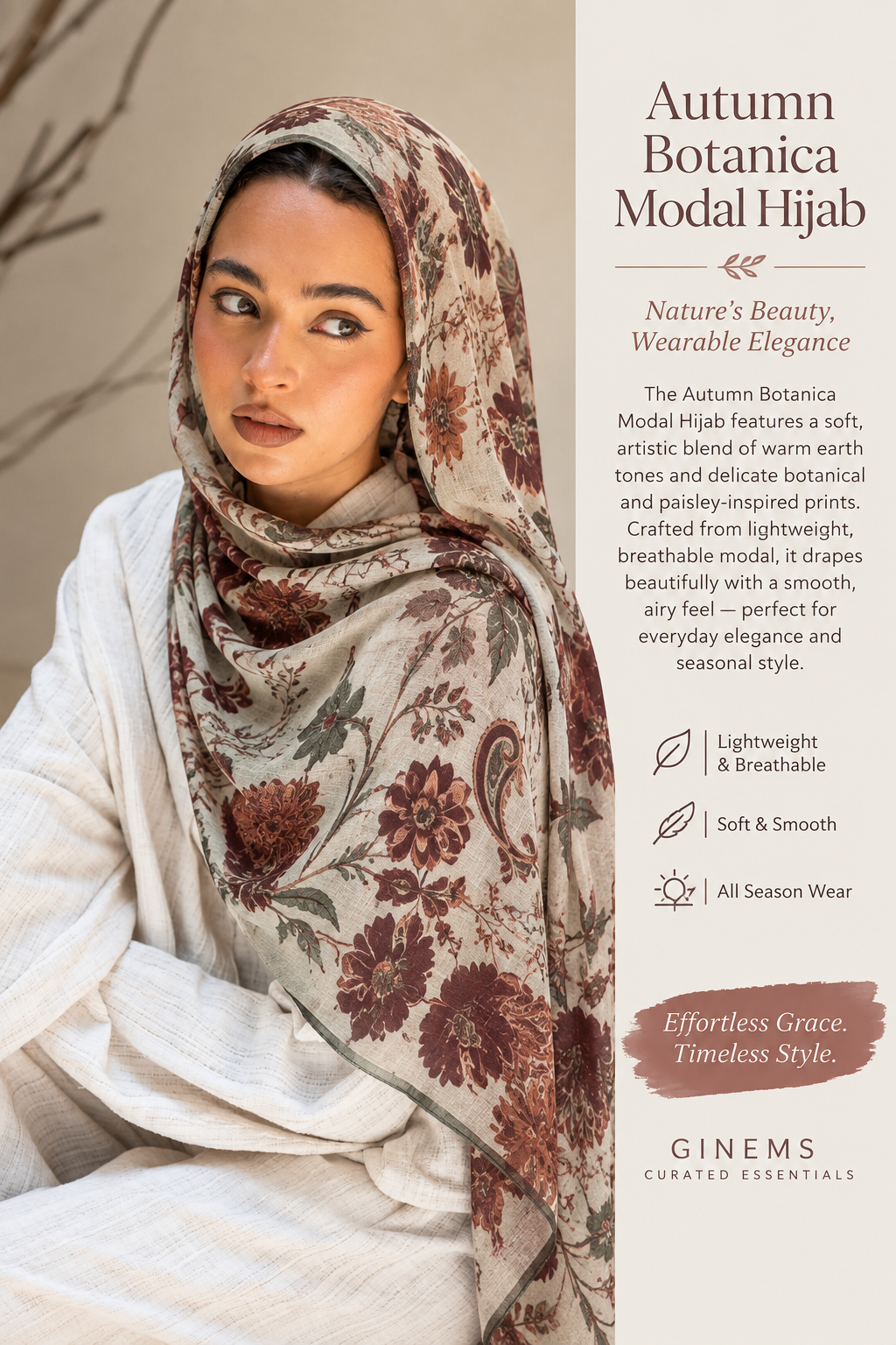 Autumn Botanica Modal Hijab
