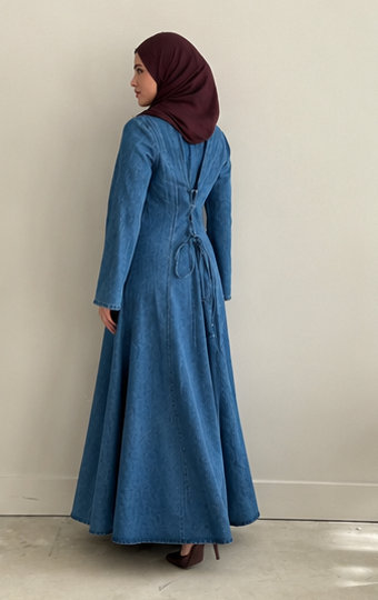 Denim Lace-up  Back dress