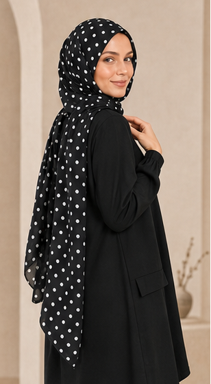 Midnight Polka Dot Modal Hijab
