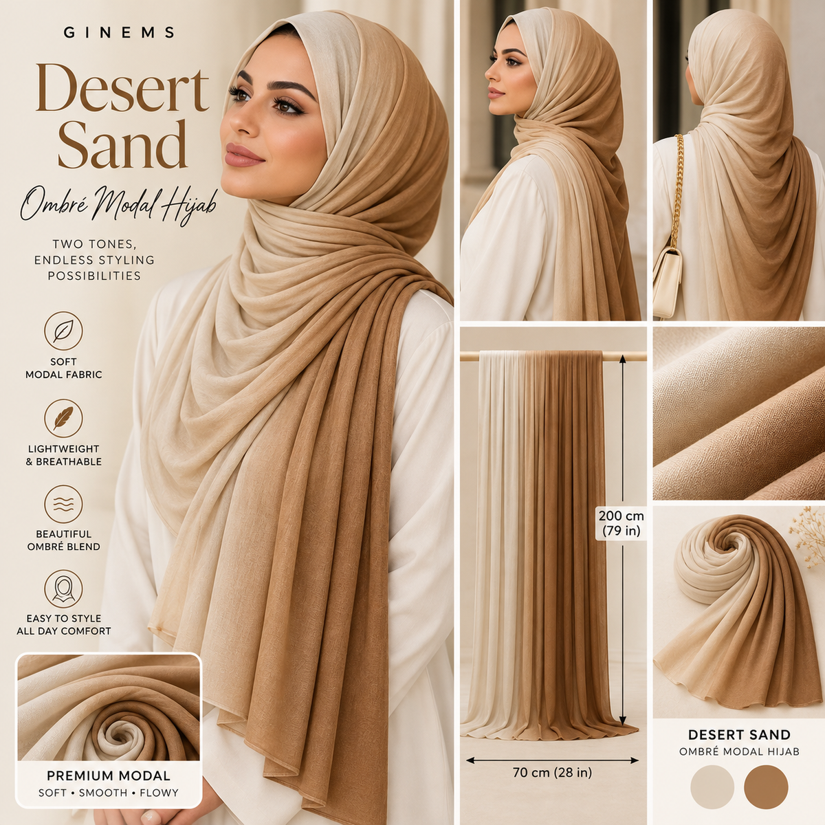 Ginems SoftBlend Ombré Cotton Jersey Hijab