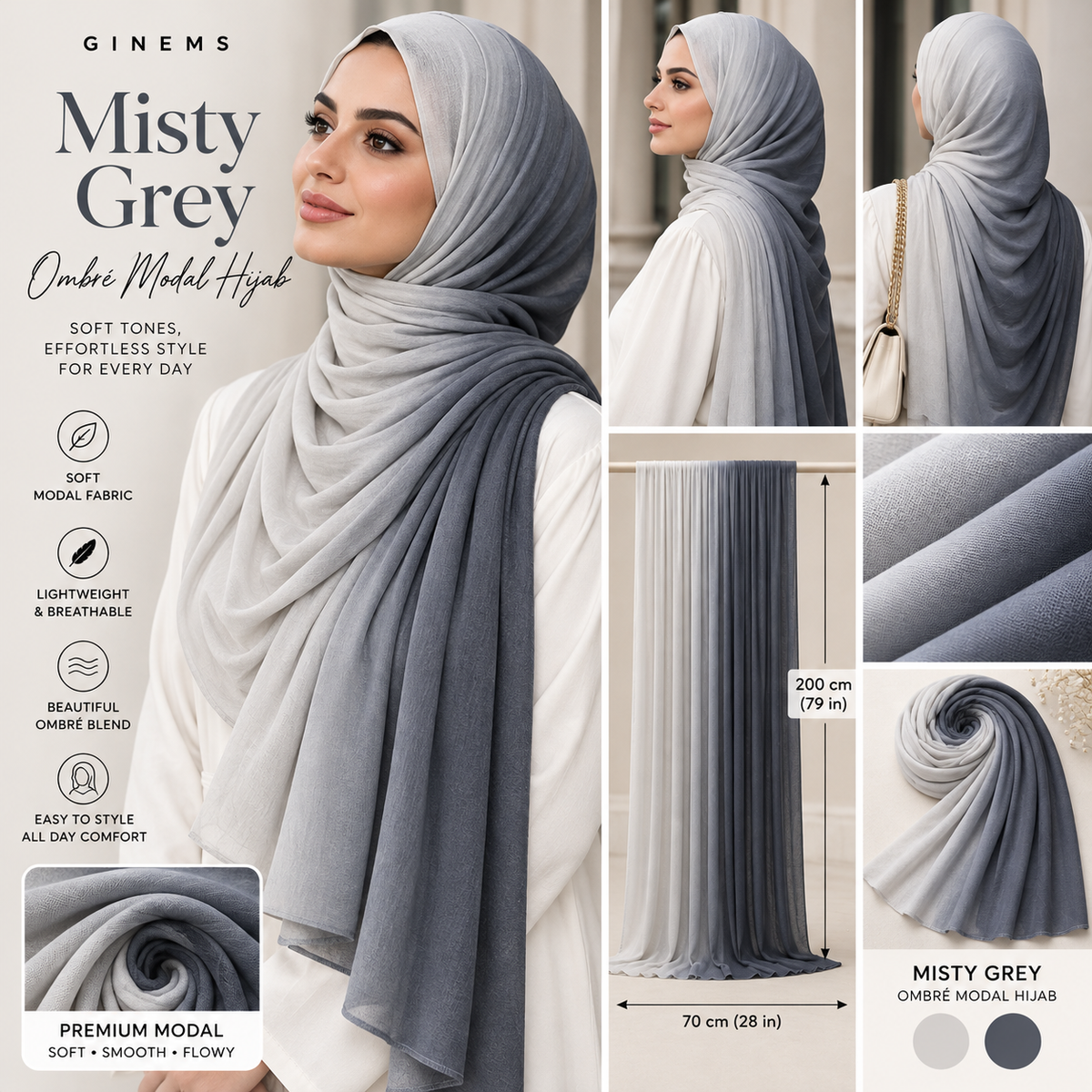 Ginems SoftBlend Ombré Cotton Jersey Hijab