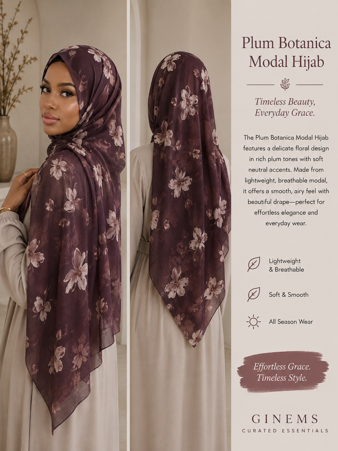 Plum Blossom Modal Hijab