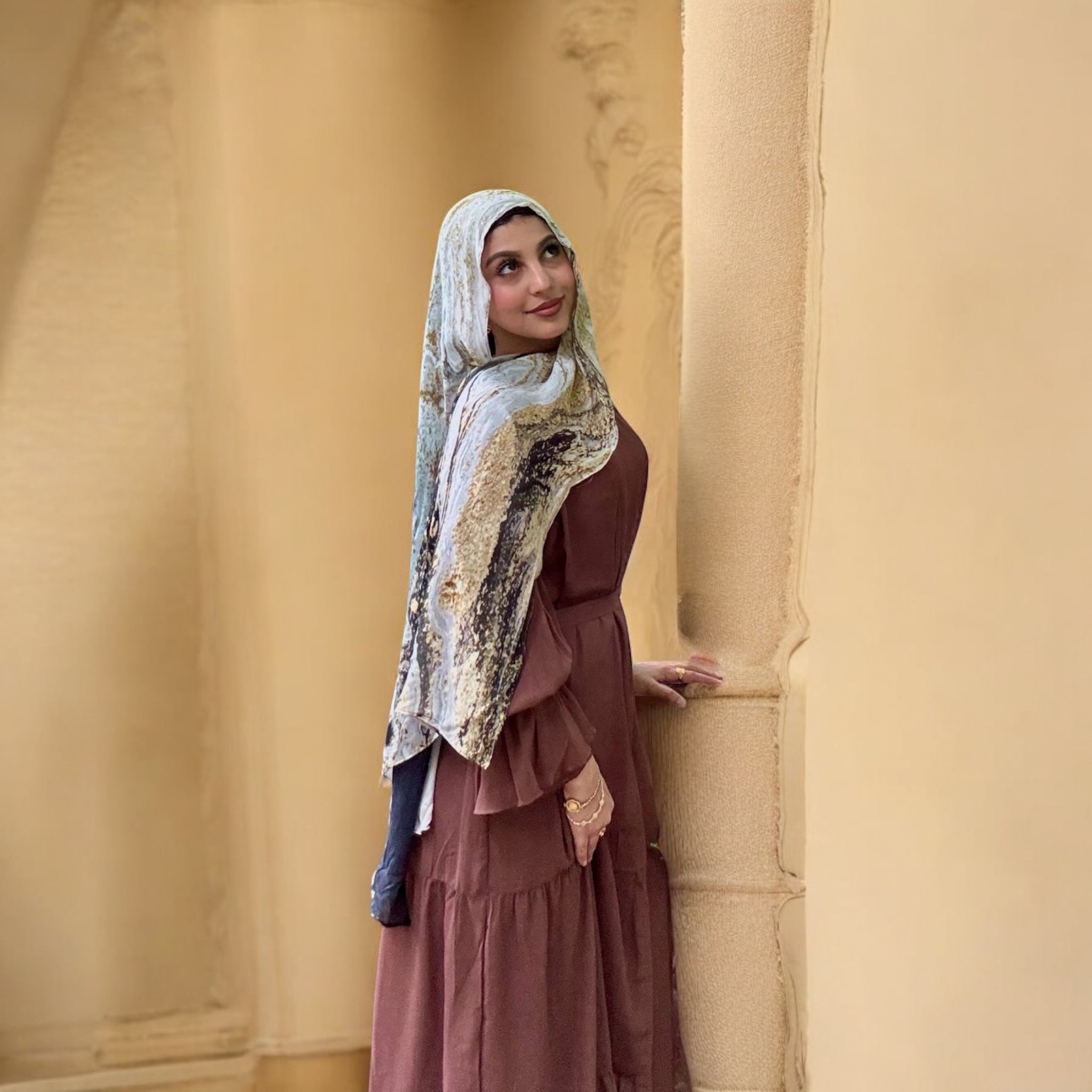 LANA MARBLE MODEL HIJAB BLK/GLD