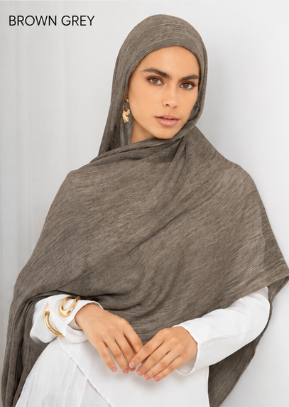 Modal Crinkle Hijab -Beige