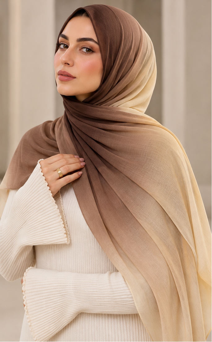 Mocha & Beige Ombré Modal Hijab 🤎