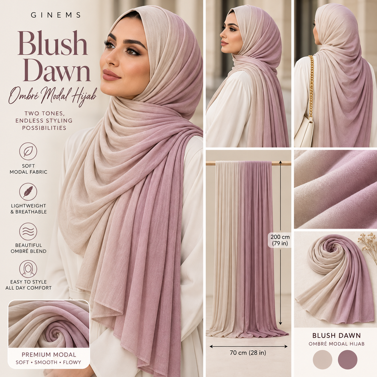 Ginems SoftBlend Ombré Cotton Jersey Hijab