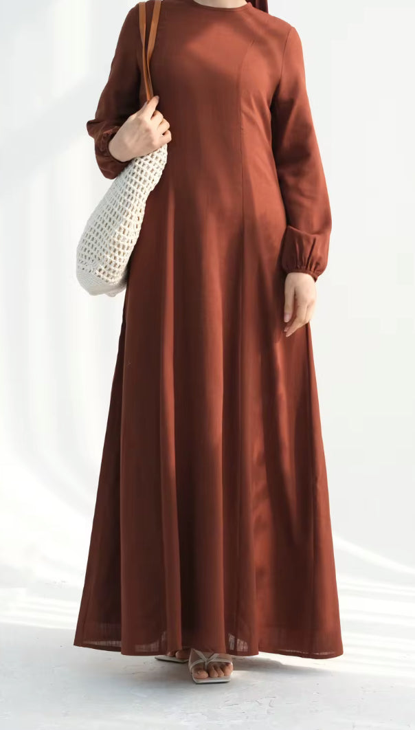 Leena Cotton Blend Maxi Dress - brown
