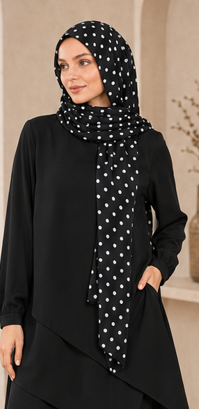 Midnight Polka Dot Modal Hijab