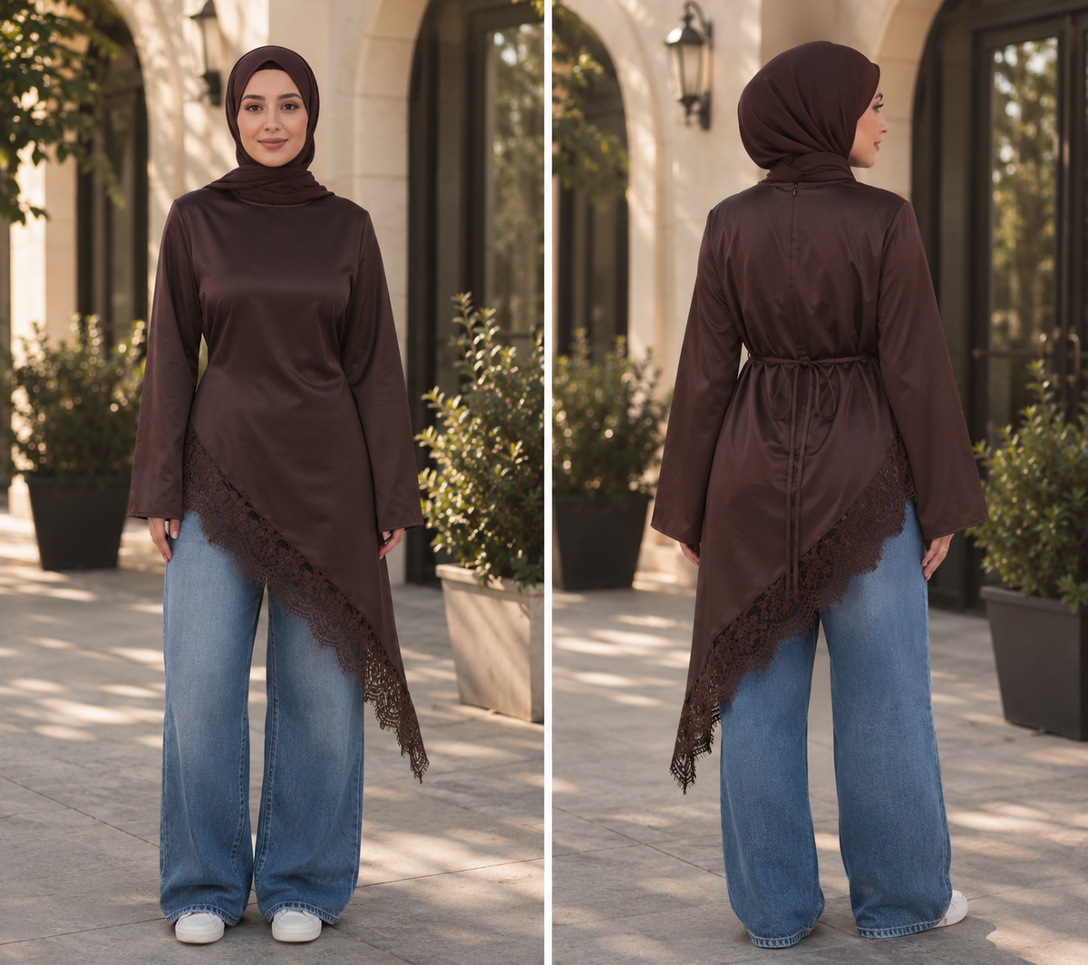 Asymmetric Satin Long Top – view 6