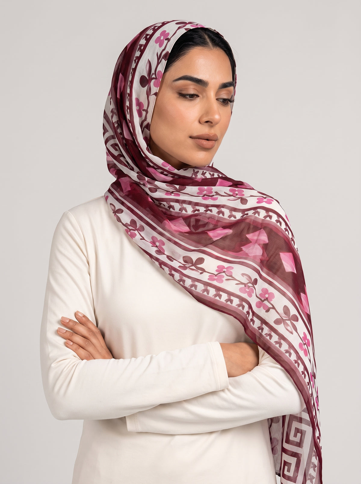 Burgundy Bloom Modal Hijab