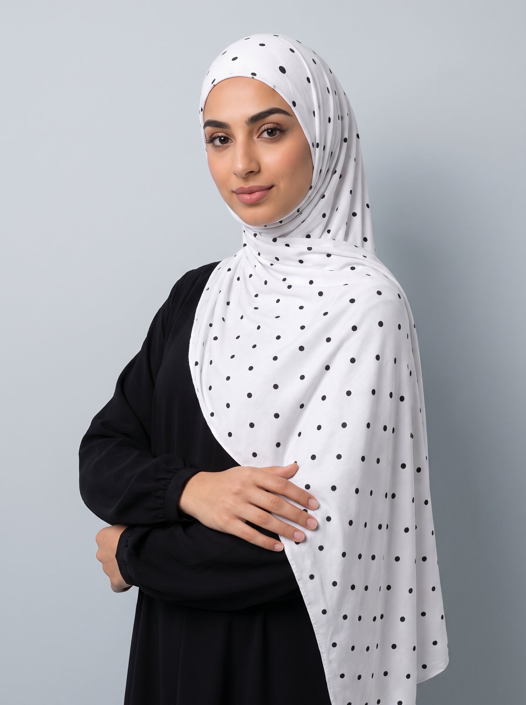 Classic White Polka Dot Modal Hijab
