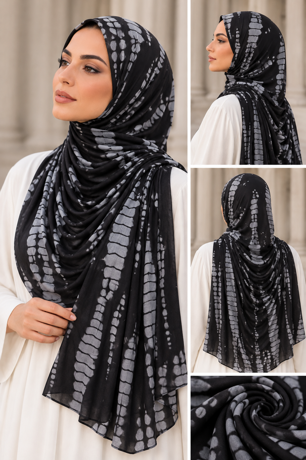Denim Ripple – Cotton Jersey Hijab 🖤